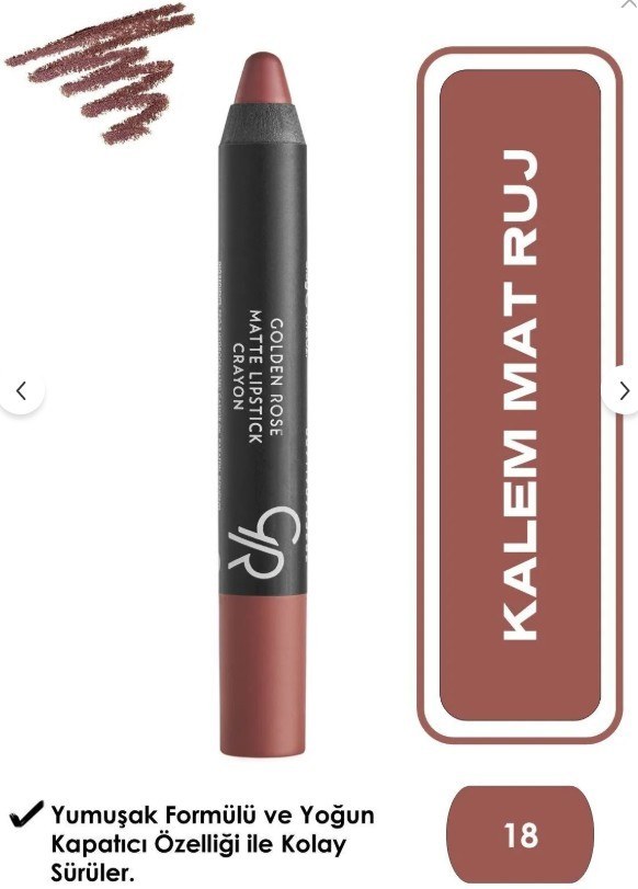 Golden Rose Matte Lipstick Crayon No:18 | Cosmetica Fiyatı ve Özelliklerı - Badem