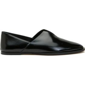 Resim Siyah Kadın Deri Slipper 