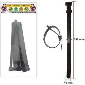 Resim Gt 190x10kos Gutsy Toplama Kelepçesi Emniyet Halkalı Sökülebilir Plastik Kablo Bağı 10mmx190mm 10 Adet 