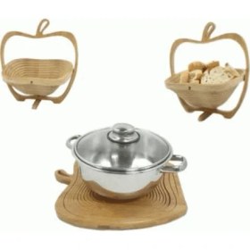 Resim Anka Dekoratif Katlanabilir Bambu Nihale Ve Ekmek Sepeti 