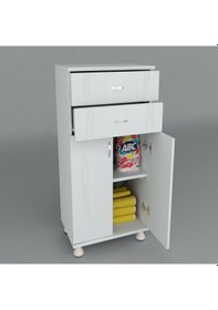 Resim Lake Set Altı Banyo Mutfak Kiler Dolabı Beyaz Çift Çekmeceli- Üc 