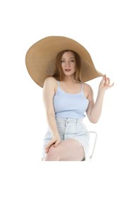Resim Reva Geniş Kenarlı Camel Hasır Şapka Camel 