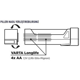 Resim Varta 18646 Work Flex Teleskop Aydınlatma 5W Led Fener 4Xaa N11.7665 Siyah 