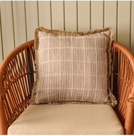 Resim Soft Palm Breeze Jüt Görünümlü Kırlent - Kahverengi - 45x45 Cm Çok Renkli 