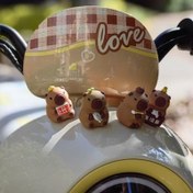 Resim Sevimli Reçine Hayvan Figürleri - Kapibara, Su Samuru ve Ginepig "LOVE" Ekose Desenli - Araba Gösterge Paneli, Masaüstü Dekoru veya Kızlar İçin Doğum Günü Hediyesi için İdeal Minyatür Hayvan Figürleri 