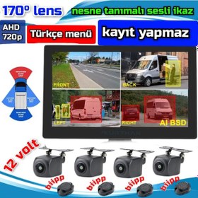 Resim 7'' Kayıtsız Ekran Araç Ve Yaya Tanımalı Sesli İkazlı 4 Kamera 
