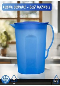 Resim Luena Sürahi Pp-5 Kokusuz Sürahi Soğutuculu Mavi Sürahi Bpa Free 2,1 L 