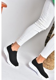 Resim Fox Shoes P239503304 Siyah/Beyaz Triko Kumaş Kadın Spor Ayakkabı Sneakers Siyah - Beyaz 