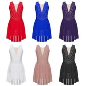 Resim Pembe Çocuklar Kızlar Rhinestone Artistik Patinaj Bale Lirik Performans Elbise Strappy Geri Asimetrik Hem Kolsuz Dans Elbiseleri Pembe 