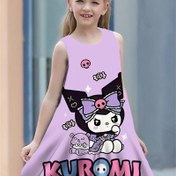 Resim Sanrio için for kuromi Kız Sevimli Kolsuz Elbise - 3D Baskı Tasarımı, Karikatür Karakterli Açık Mavimsi, İlkbahar/Yaz için Esnek Kumaş, Rahat Moda, Rahat Elbise|Oyunca Tasarım|Esnek Elbise 