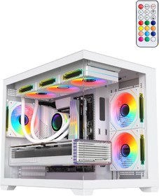 Resim Terranova Kumandalı 6 Argb Fanlı Nova Beyaz Midi Tower Cam Panel Gaming Oyuncu Bilgisayar Kasası 