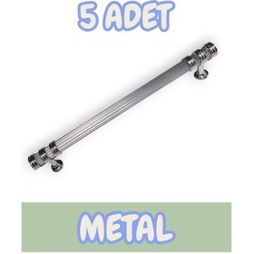 Resim Çizgili Nesli Alüminyum Metal Lüks Modern Mobilya Çekmece Mutfak Dolabı Kulpu Krom 192mm 5 Adet Krom 
