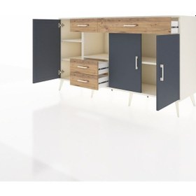 Resim Hyperion Konsol 4 Raflı 4 Çekmeceli 3 Kapaklı 176x44x99 Aytaşı-antrasit/çam Aytası/antrasıt - Aytası 