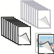 Resim 5/10 adet Manyetik Resim Çerçevesi, A4/A6 Poster Kapak Fotoğraf Çerçevesi, Yeniden Kullanılabilir Altın/Gümüş/Siyah Ekran Raf Askısı, Duvar Dekoru İçin Poster Kapak Çerçevesi, Ev Odası Oturma Odası Ofis Dekoru İçin 