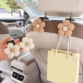 Resim 2'li Paket Sevimli Çizgi Film Çiçek Tasarımlı Araç Koltuk Arkası Askıları, Evrensel ABS Reçine, Araç İç Mekanı için Çok Fonksiyonlu Depolama Askıları 