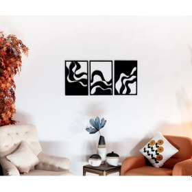 Resim 3 Lü Soyut Kıvrımlı Desen Metal Duvar Tablosu 