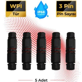 Resim Su Geçirmez Saha Montaj Konnektör Ip68 3 Pin 5 Adet 