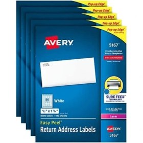 Resim Easy Peel Return Için Adres Etiketleri Lazer/led Yazıcı, 1/5,1 cm x 1 - 3/10,2 cm Box 8.000, Fall 5 Adet (5167) 