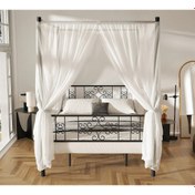 Resim Reyo Stella Sultan Başlıklı Çift Kişilik Ferforje Metal Karyola (Cibinliksiz)160x200 