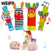Resim Weiff Bebek Bilek Çıngırak Çorapları ve Ayak Bulucu Seti, Rattles Oyuncak ve 