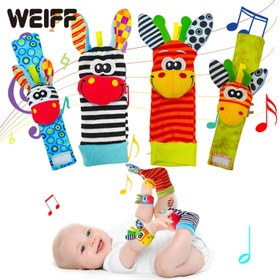 Resim Weiff Bebek Bilek Çıngırak Çorapları ve Ayak Bulucu Seti, Rattles Oyuncak ve 