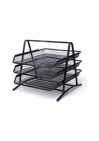 Resim Kraf Perfore Evrak Rafı Metal 3 Katlı 460g Siyah 