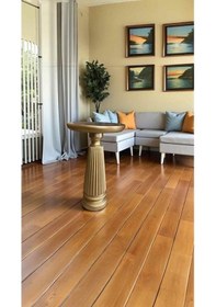 Resim Altın Varak Detaylı Doğal Ahşap Tekli Mantar Yan Sehpa - Mushroom Wooden Coffee Table Altın 