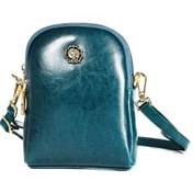Resim 6062 Lady Retro Oil Wax Leather Shoulder Bag Small Phone Bag Blue , Size:6062 Blue Siyah 