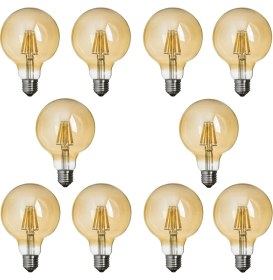 Resim Edison G95 10'lu Rustik 6W LED Ampul Amber Renk E-27 Duy Tipi Gün Işığı ile Dekoratif Aydınlatma 