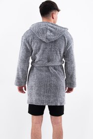 Resim Znp Home Plain Unisex Sabahlık Bornoz Wellsoft Peluş Kapşunlu Erkek Kadın Sabahlık 