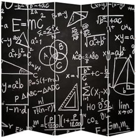 Resim Matematik Temalı Özel Tasarım Paravan Room Divider Oda Bölücü PRVN-1313-1, 220 x 180 