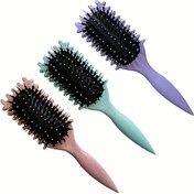 Resim Profesyonel Saç Şekillendirme Tarağı - Sağlam Yapı, Pastel Mor/Turkuaz/Pembe Renkler - Pürüzsüz ve Dolgun Bukleler İçin, Salon & Ev Kullanımı - Normal Saç Tipleriyle Uyumlu, Kuaför Malzemeleri, Bukle Geliştirici Tarak, Rahat Tutma Sapı, Yüksek Kaliteli Kıllar, Dayanıklı Tasarım, Bukle Artırıcı, Güzellik Tutkunları 