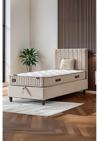 Resim Manolya Tek Kişilik Sandıklı Baza Antibakteriyel Ortopedik Paket Yaylı Yatak 3 Lü Set 120 x 200 