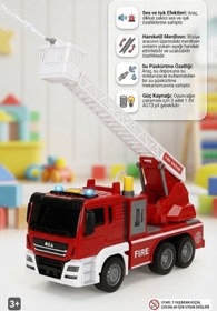 Resim Tıfıl Toys Sesli Işıklı Pilli Merdivenli Full Fonksiyon Su Püskürtme Oyuncak Eğitici İtfaiye Arabası 