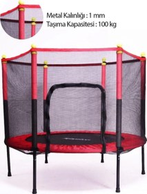 Resim Güvenlik Korumalı Fileli 140 Cm Özel Fermuar Güven Konforlu Çocuk Trampolini 55 İnç Trambolin 