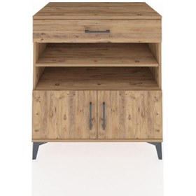 Resim Kronos Şifonyer 3 Raflı Tek Çekmeceli 2 Kapaklı 88x59x96 Çam-çam Atlas Çam 