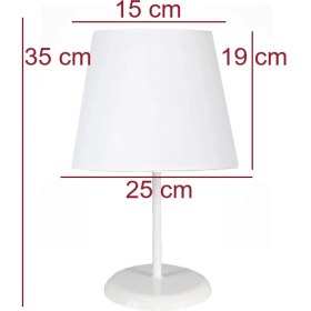 Resim Konik Beyaz Kumaş Kaplama Yatak Odası Genç ve Çocuk Odası Abajur Masa Lambası 