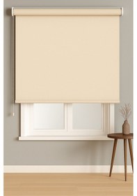 Resim Ithal Kalın Krem Zebra Stor Güneşlik Perde Eteği Düz Alüminyum Kasa Metal Ayak Krem 