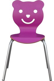 Resim enskids Ens Kids Fuşya Renkli Demir Ayaklı Panda Model Ahşap Çocuk Sandalyesi (3-8 Yaş Arası) 