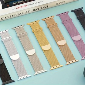 Resim Manyetik Tokalı Şık Paslanmaz Çelik Ağ Apple Watch Kayışı - Siyah, Gül Altın, Sarı Altın ve Mor Renklerde Mevcut - iWatch Ultra/2 Serisi ve Daha Fazlasına Uygun (38mm-49mm) - Erkekler ve Kadınlar için Dayanıklı ve Şık, Apple Watch Aksesuarları 