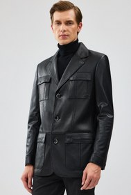 Resim Kevin Erkek Siyah Blazer Deri Ceket - Siyah / 