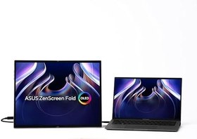 Resim ASUS ZenScreen Fold MQ17QH Taşınabilir Monitör 17,3 inç Quad HD OLED (2560 x 1920), HDMI, İki USB-C, Entegre Katlanır Stand,%100 DCI-P3, Gümüş 