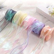 Resim İridisent Organze Kurdele Ruloları | İnci Kaplamalı Çok Renkli Şeffaf Kumaş | Her Birinde 10 Yard | 4cm Genişlik | DIY El İşleri, Hediye Paketleme & Çiçek Düzenlemeleri İçin İdeal | Parıldayan İridisent Etki 