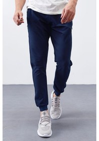 Resim Tommy Life İndigo Fermuar Cepli Dar Kalıp Jogger Erkek Eşofman Alt - 84343 İndigo 