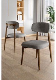 Resim Canisa Laos Serisi 4 Adet Gri Mutfak Sandalyesi Ahşap Kaplama 1. Sınıf Babyface Kumaş Gri Sandalye Ayaklar Ahşap Kaplama 