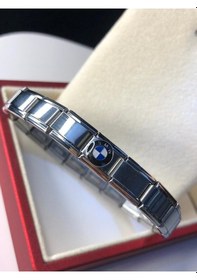 Resim Erkek Kadın Çelik Bileklik - Bmw Logolu Italyan Charm Nomi Gümüş 