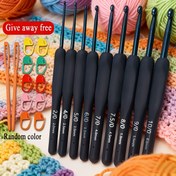 Resim 9 Parça 14 cm Başlangıç Tığ İşi Seti, Paslanmaz Çelik Kancalı ve Yumuşak Tutma Kumaşı Örgü Çantası, Çoklu Boyutlar & Aksesuarlar Dahil 