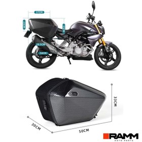 Resim RAMM BMW Motorrad R1250GS / ADV - R1300GS / ADV Sağ ve Sol Yan Çantaları - 2 Adet (15 LT) - Karbon 