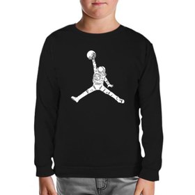 Resim Astronot Uzay Topu Siyah Çocuk Sweatshirt 