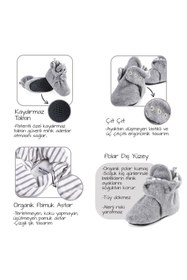 Resim Ella Bonna Kaydırmaz Taban Bebek ve Çocuk Polar Panduf, Organik Pamuk İç Astar Ev ve Kreş Patiği - 3'lü Paket 